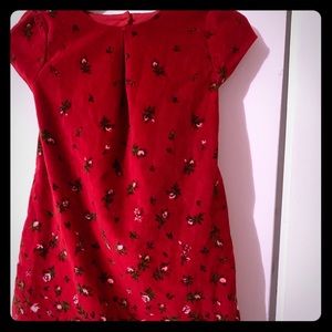 3t Girls Floral Red Velvet Open Back Dress